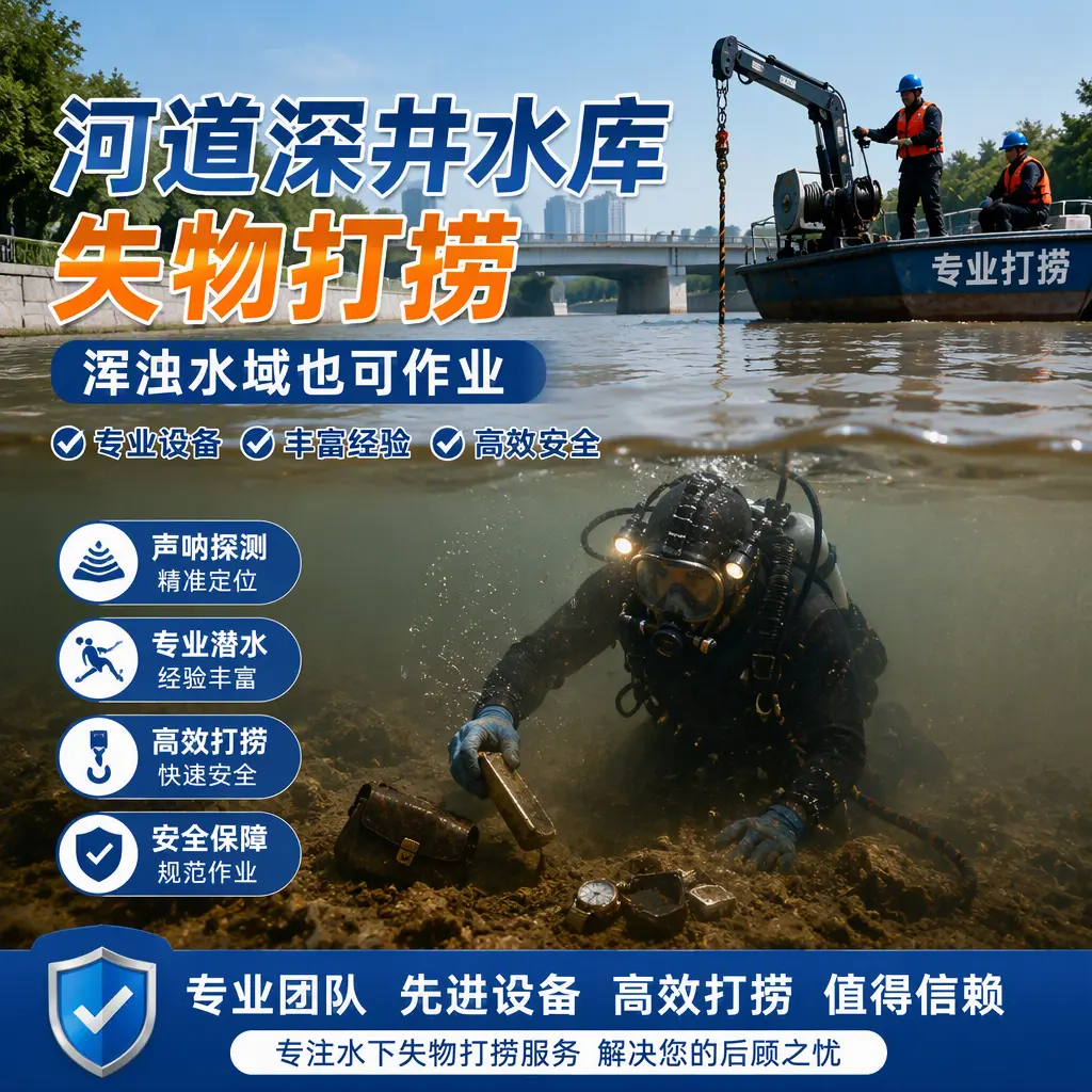 河道深井水库失物打捞，浑浊水域也可作业金乡